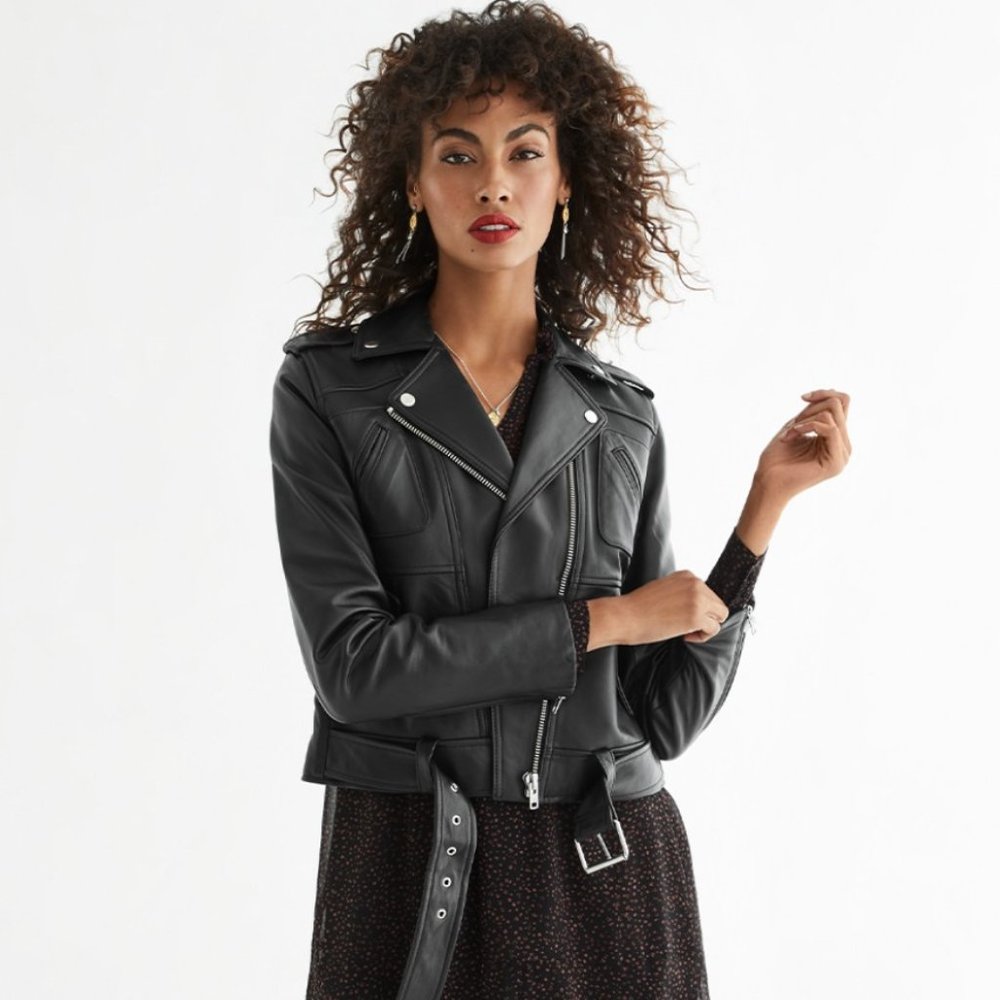 Cabi Black Lambskin Leather - Outlaw Jacket - Moto